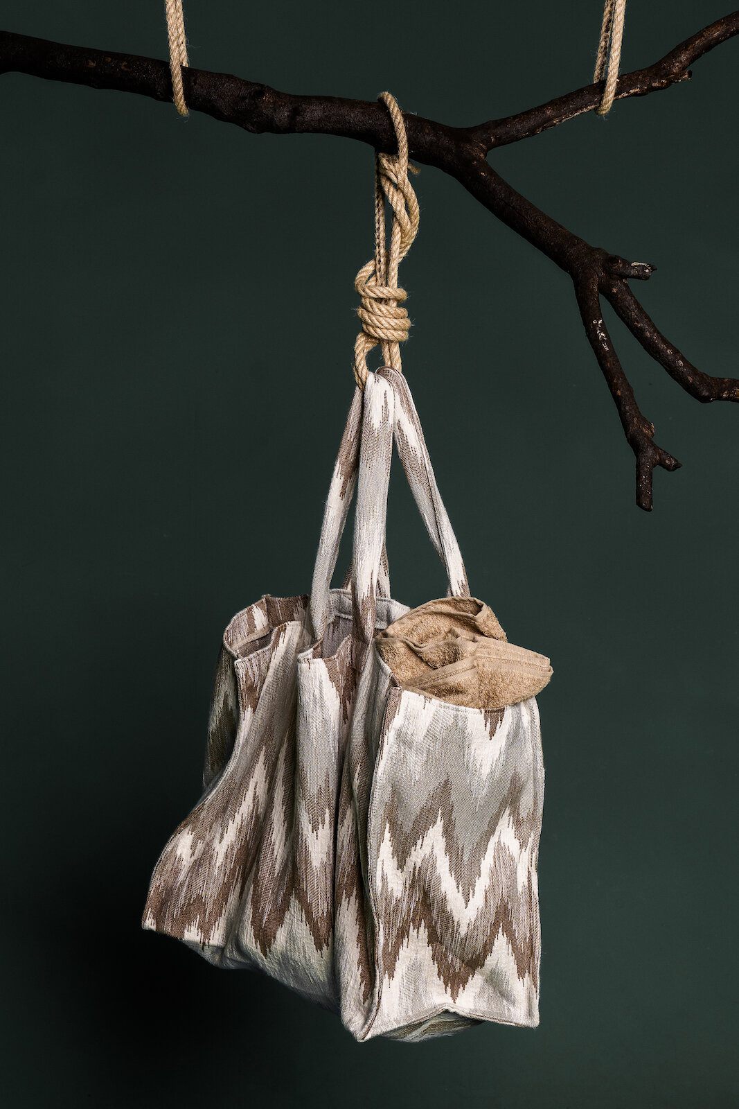 Borsa in tessuto jacquard - tortora