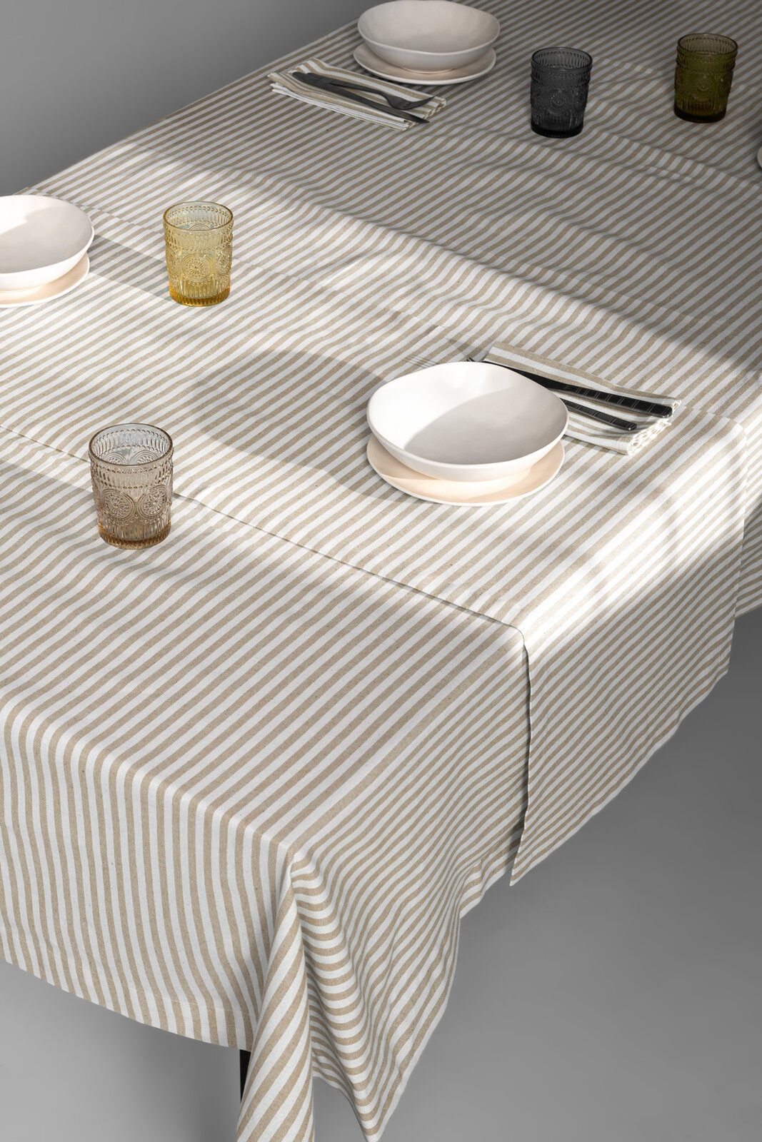 Linea "HOME": runner in cotone - riga sabbia